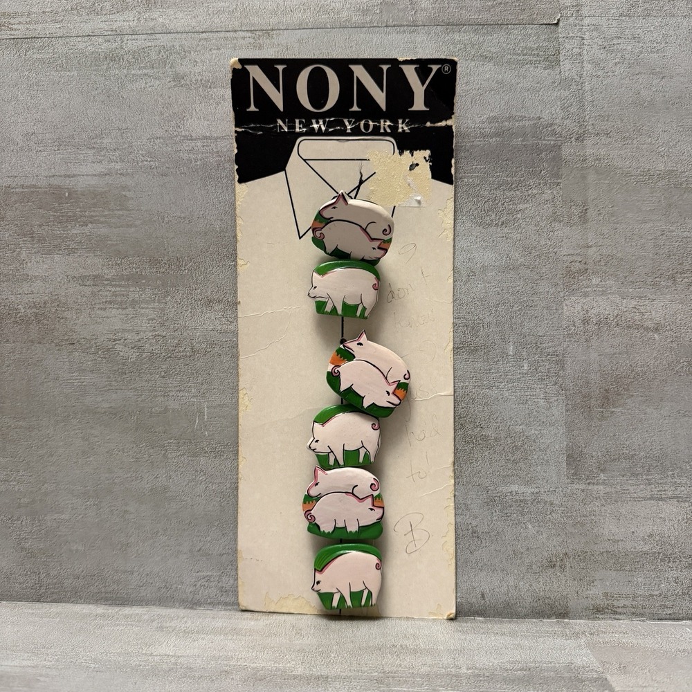 New‎ NOS Nony New York Pig Button Covers Farm Animals Novelty Cottagecore NWT